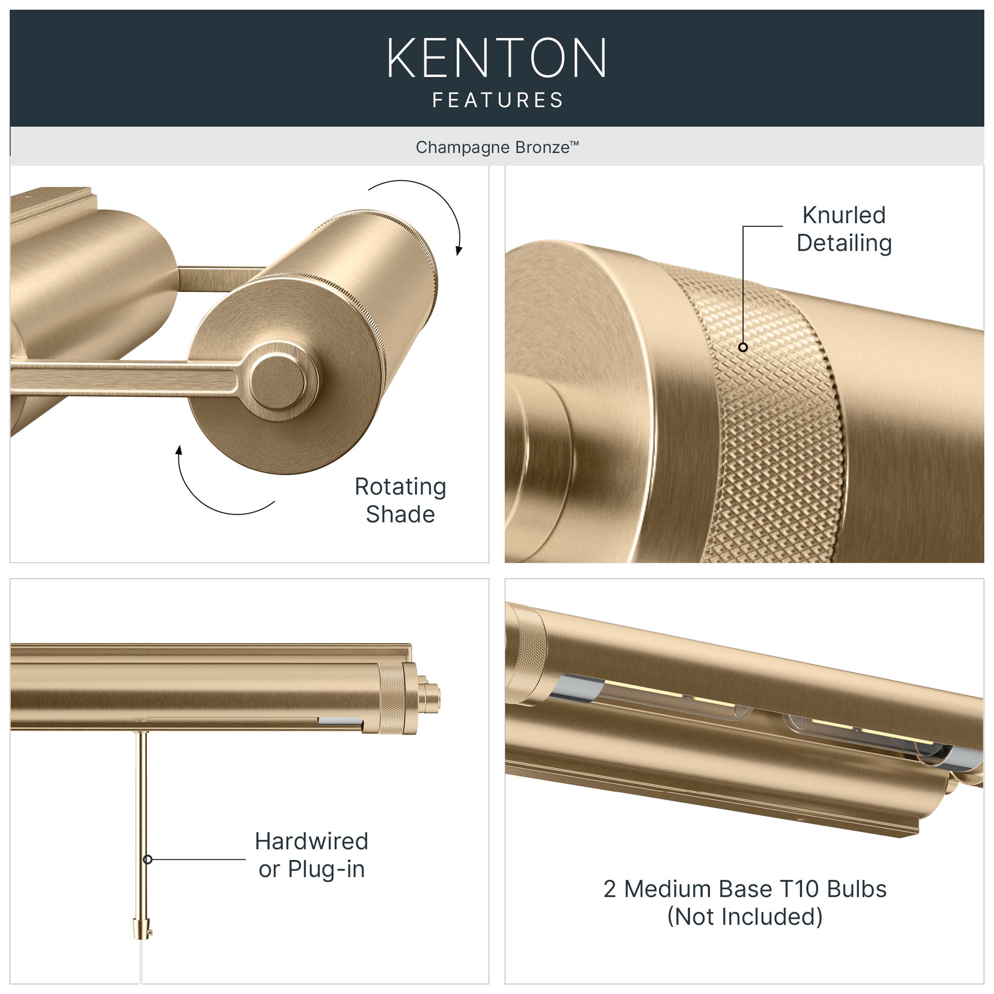 Image 4 Kichler Kenton 18" 2-Light Picture Light in Champagne Bronze more views