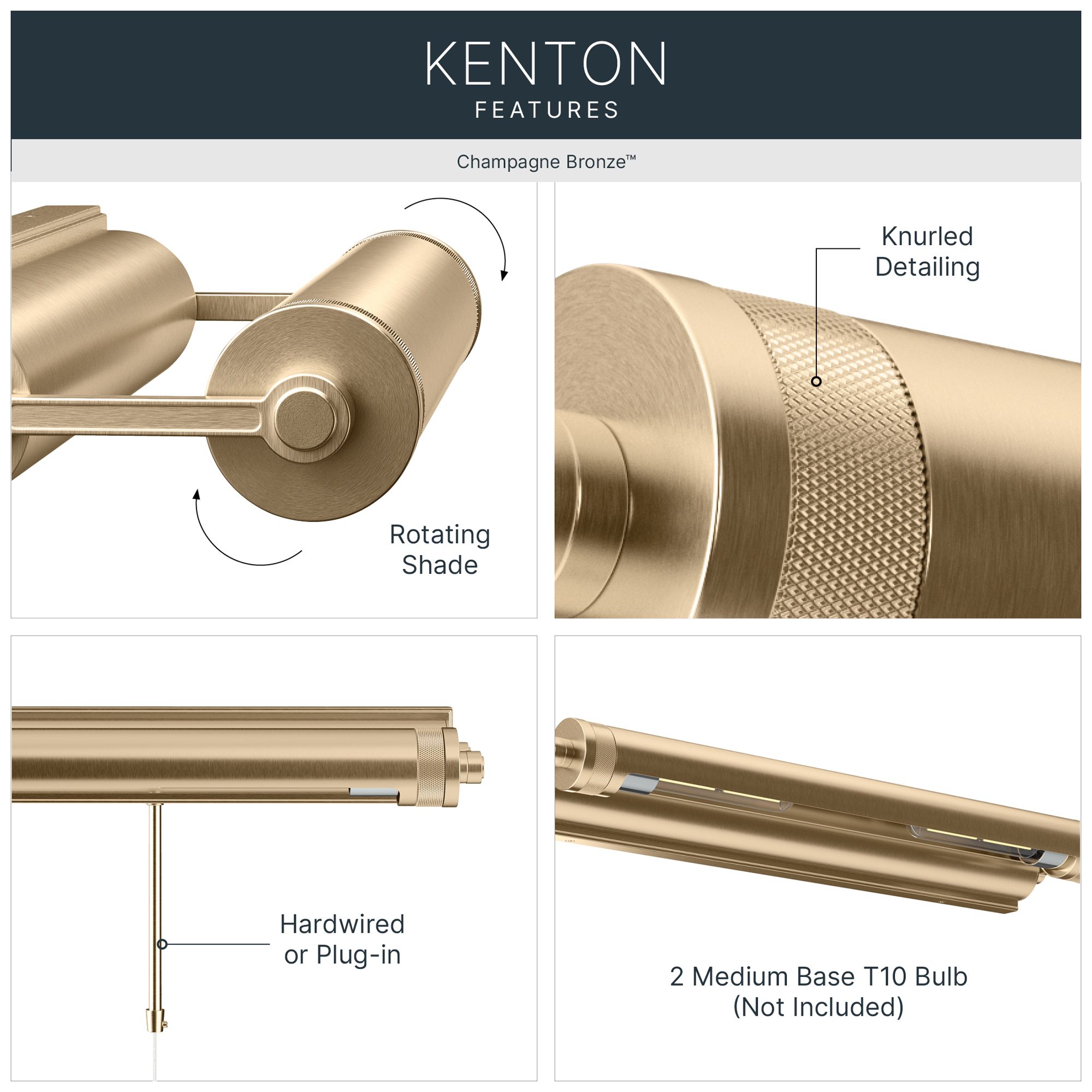 Thumbnail4 of Kichler Kenton 24" 2-Light Picture Light in Champagne Bronze more views