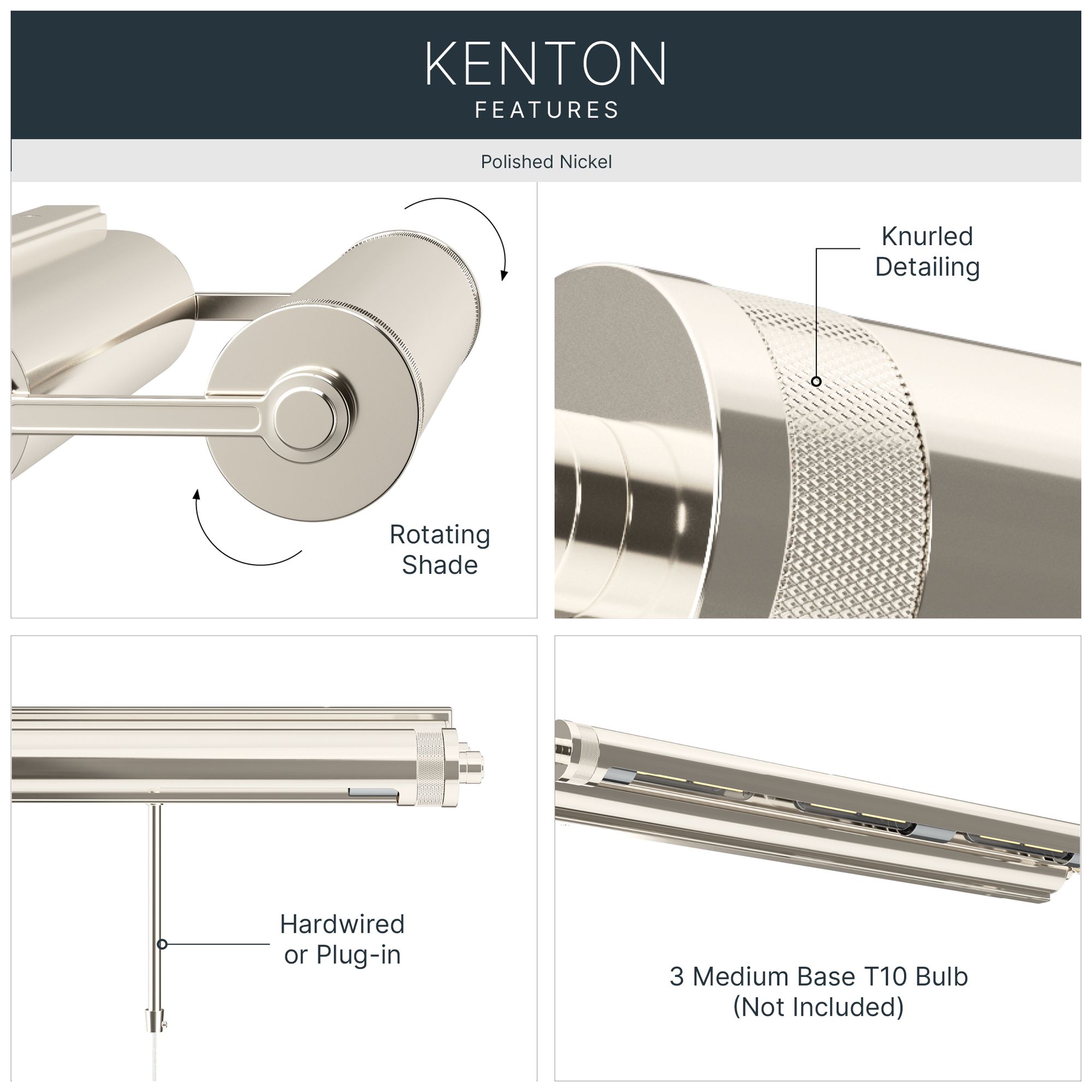 Image 4 Kichler Kenton 30" 3-Light Picture Light in Polished Nickel more views