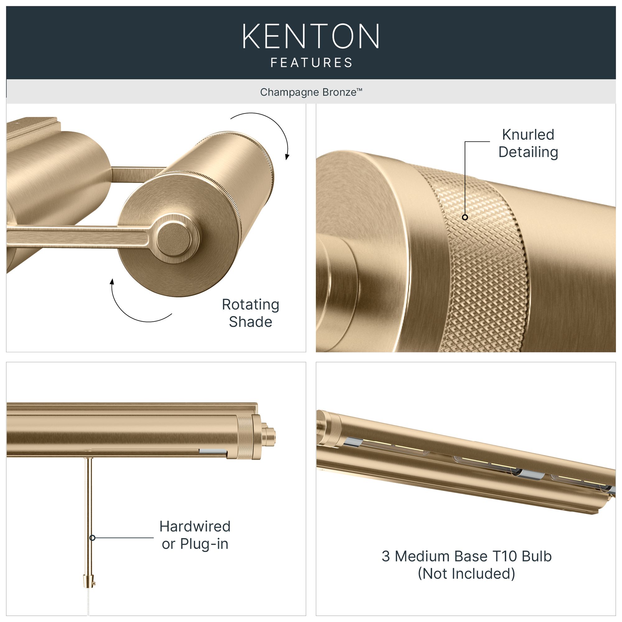Image 4 Kichler Kenton 30" 3-Light Picture Light in Champagne Bronze more views