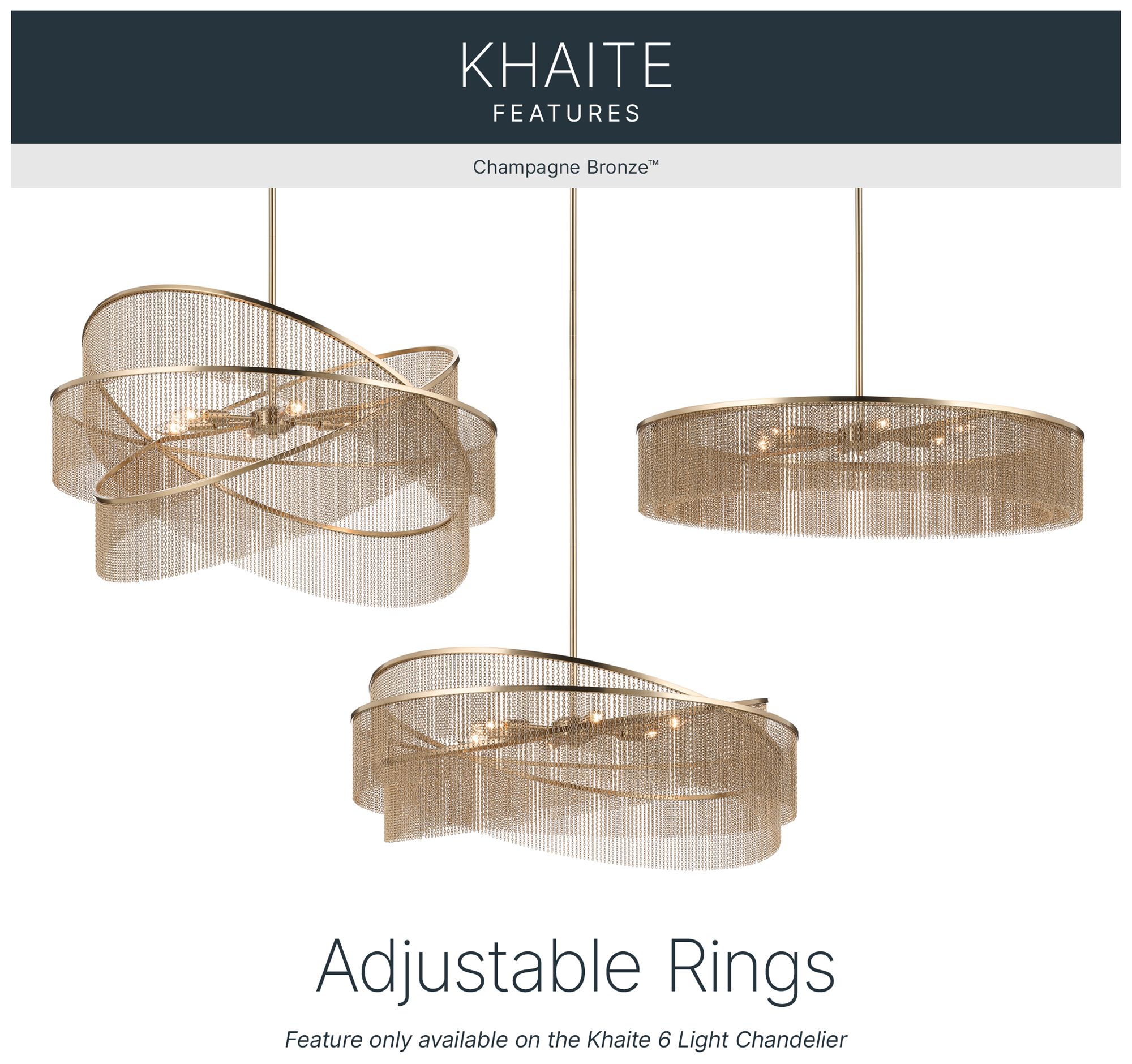 Thumbnail4 of Kichler Khaite 32" 6-Light Chandelier in Champagne Bronze more views
