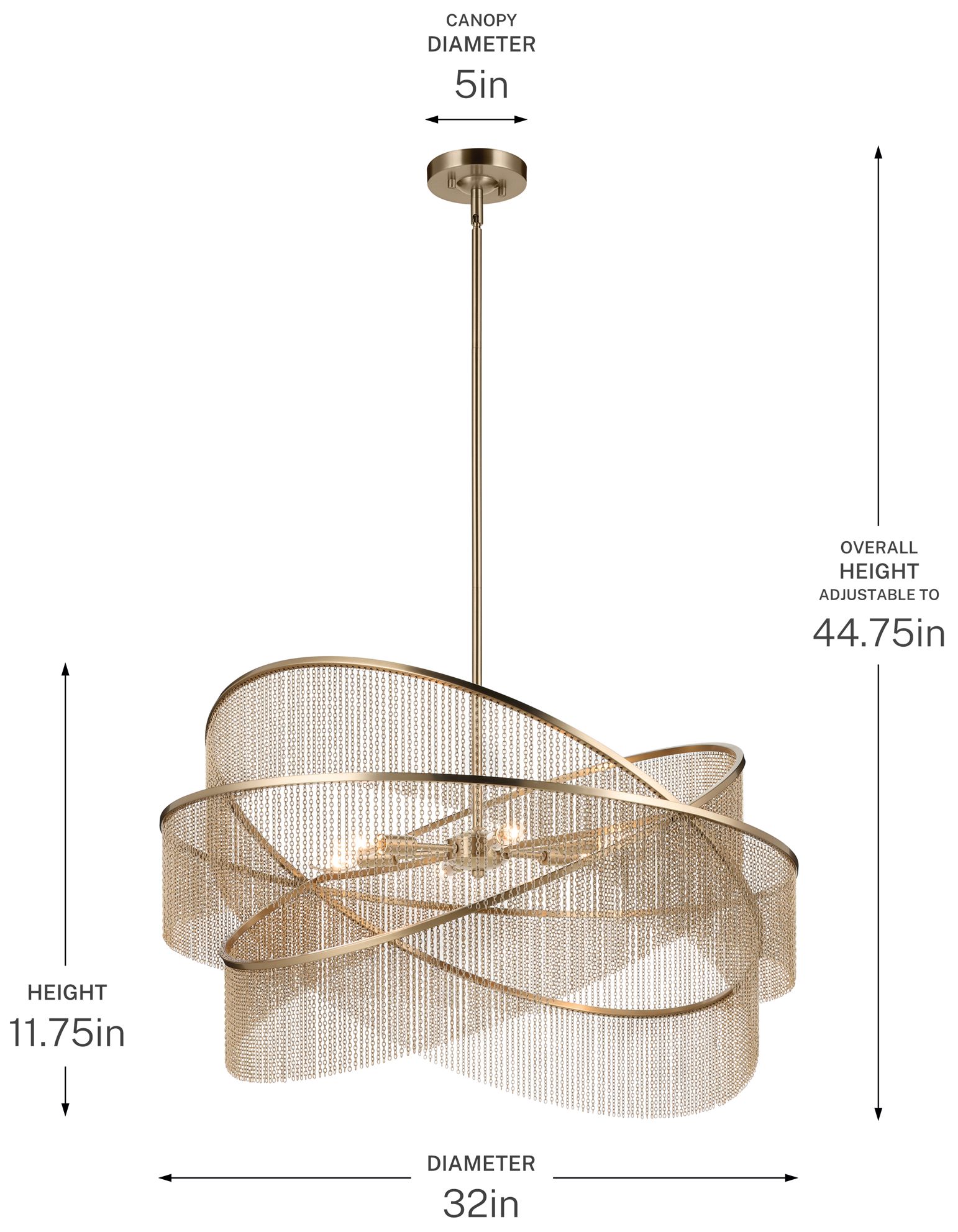 Kichler Khaite 32" 6-Light Chandelier in Champagne Bronze