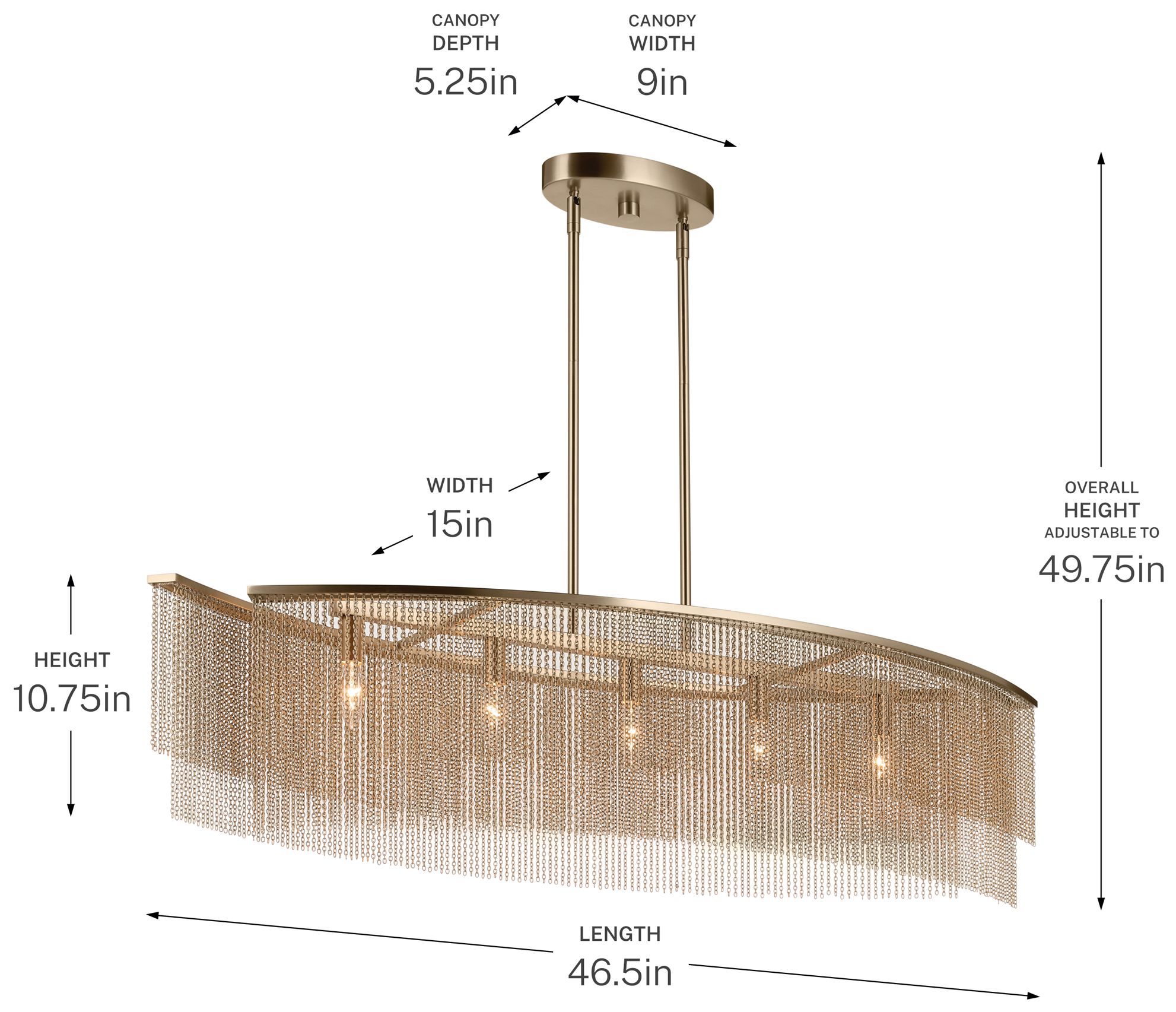Kichler Khaite 46.5" 5-Light Linear Chandelier in Champagne Bronze