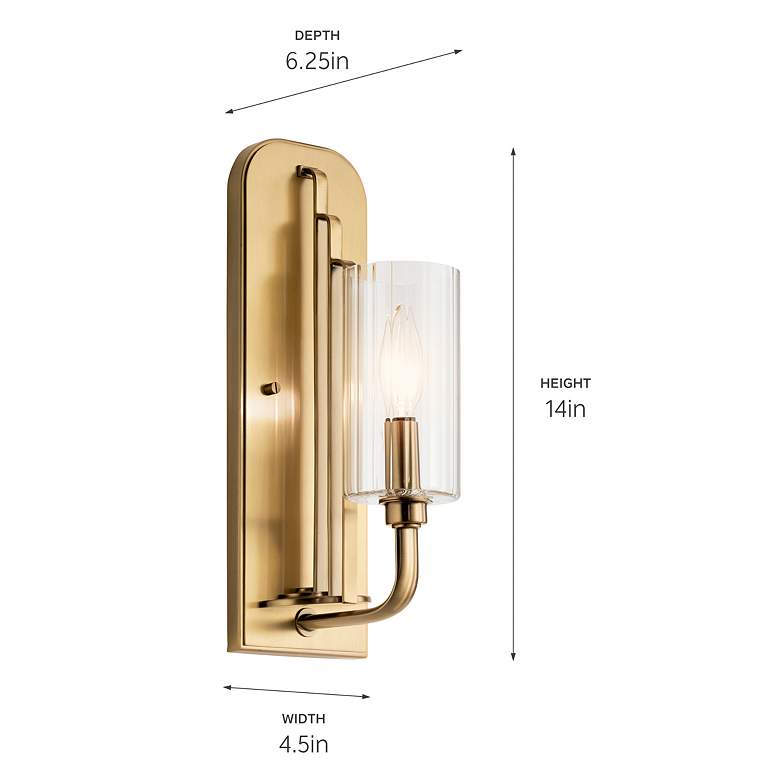 Image 7 Kichler Kimrose 14" High Brushed Natural Brass Wall Sconce more views