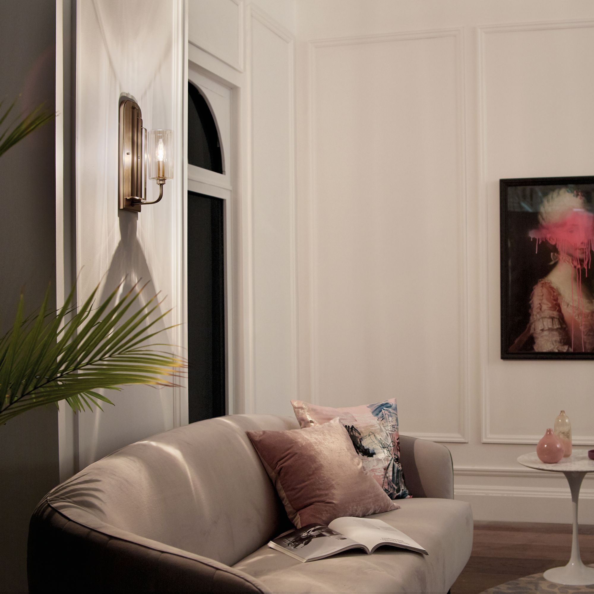 Kichler Kimrose 14" High Brushed Natural Brass Wall Sconce