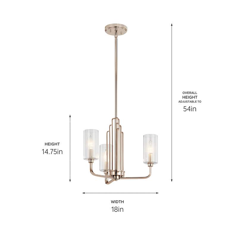 Image 5 Kichler Kimrose 18 1/4"W Polished Nickel 3-Light Chandelier more views
