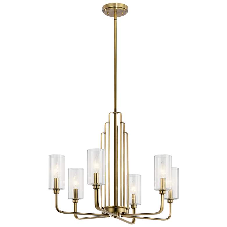 Image 2 Kichler Kimrose 27" Wide Six Light Modern Brass Finish Chandelier
