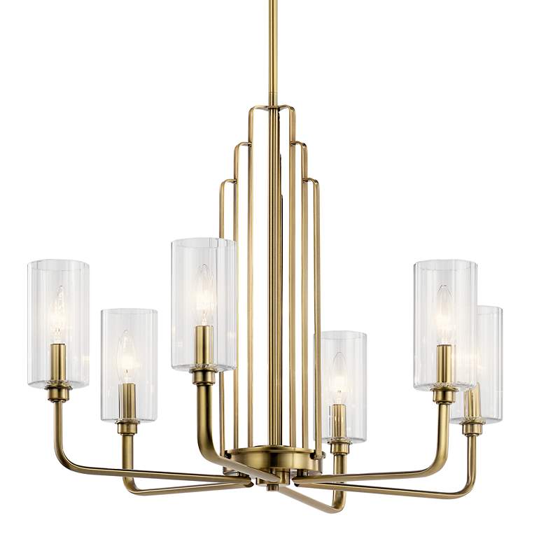 Image 2 Kichler Kimrose 27 inch Wide Six Light Modern Brass Finish Chandelier more views