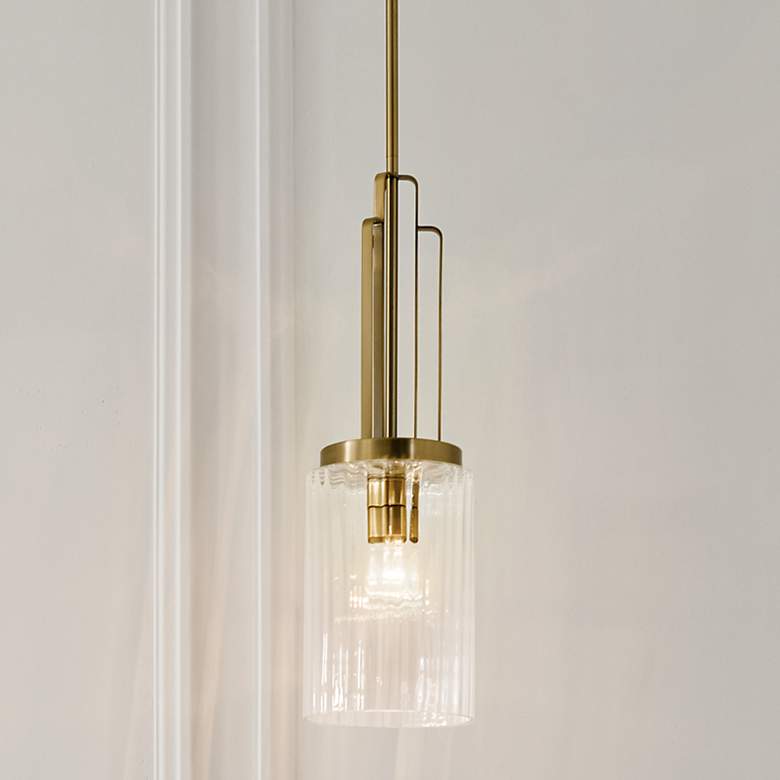 Image 2 Kichler Kimrose 7" Wide Brushed Natural Brass Mini Pendant