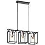 Kichler Kitner 45.3" 3-Light Linear Seeded Glass with Black Chandelier