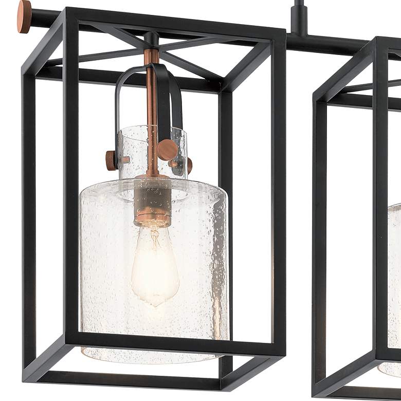 Image 2 Kichler Kitner 45.3 inch 3-Light Linear Seeded Glass with Black Chandelier more views