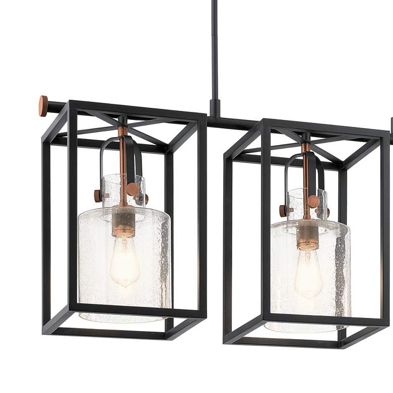 Image 3 Kichler Kitner 45.3 inch 3-Light Linear Seeded Glass with Black Chandelier more views