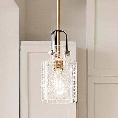 Kichler Kitner 7" Wide Natural Brass and Black Mini Pendant