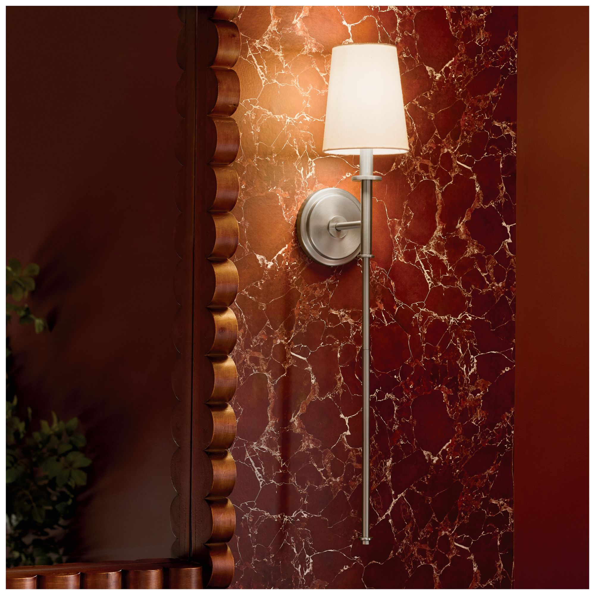 Image 2 Kichler Kleine 5.75" 1-Light Wall Sconce White Linen Shade Brushed Nickel more views