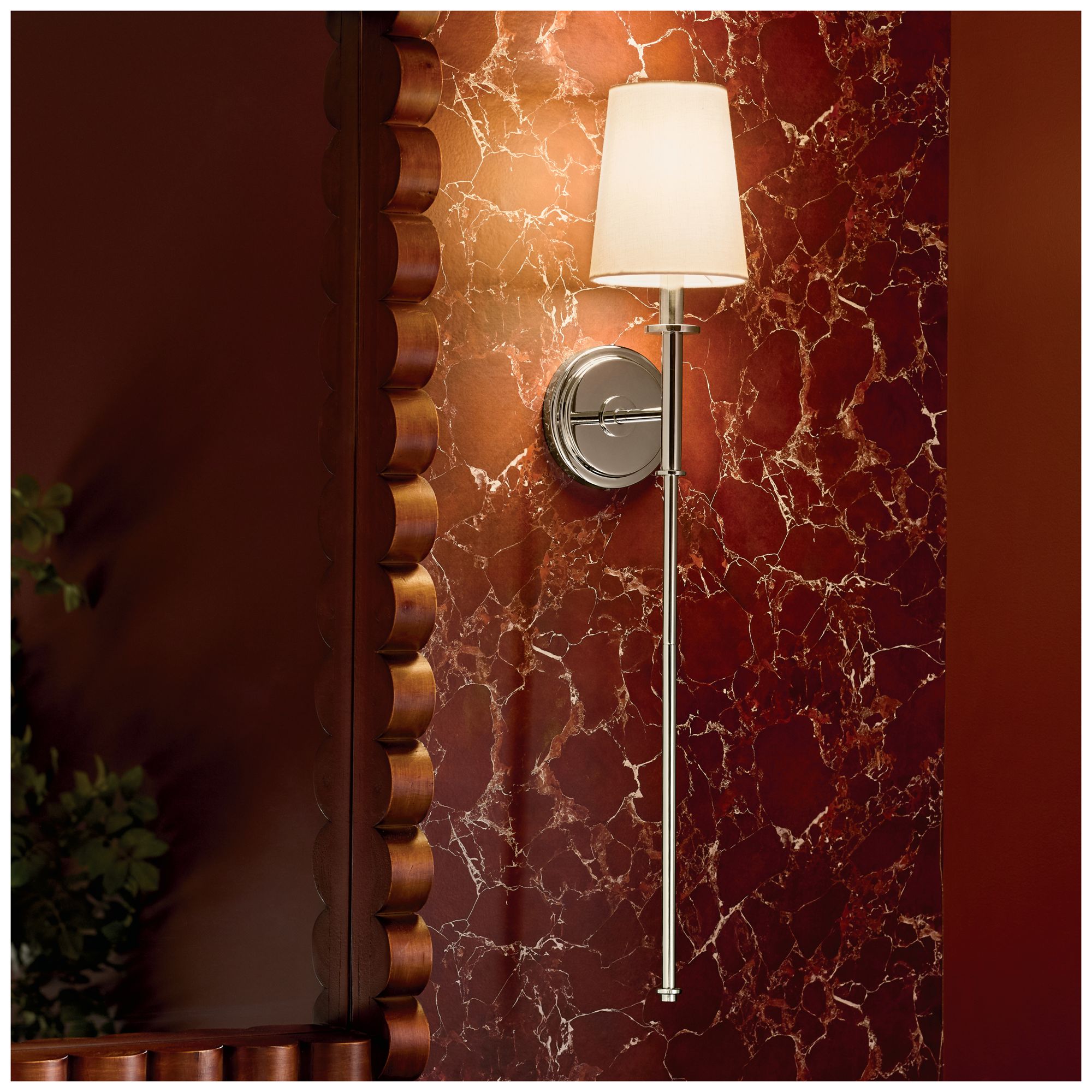 Image 2 Kichler Kleine 5.75" 1-Light Wall Sconce White Linen Shade Polished Nickel more views