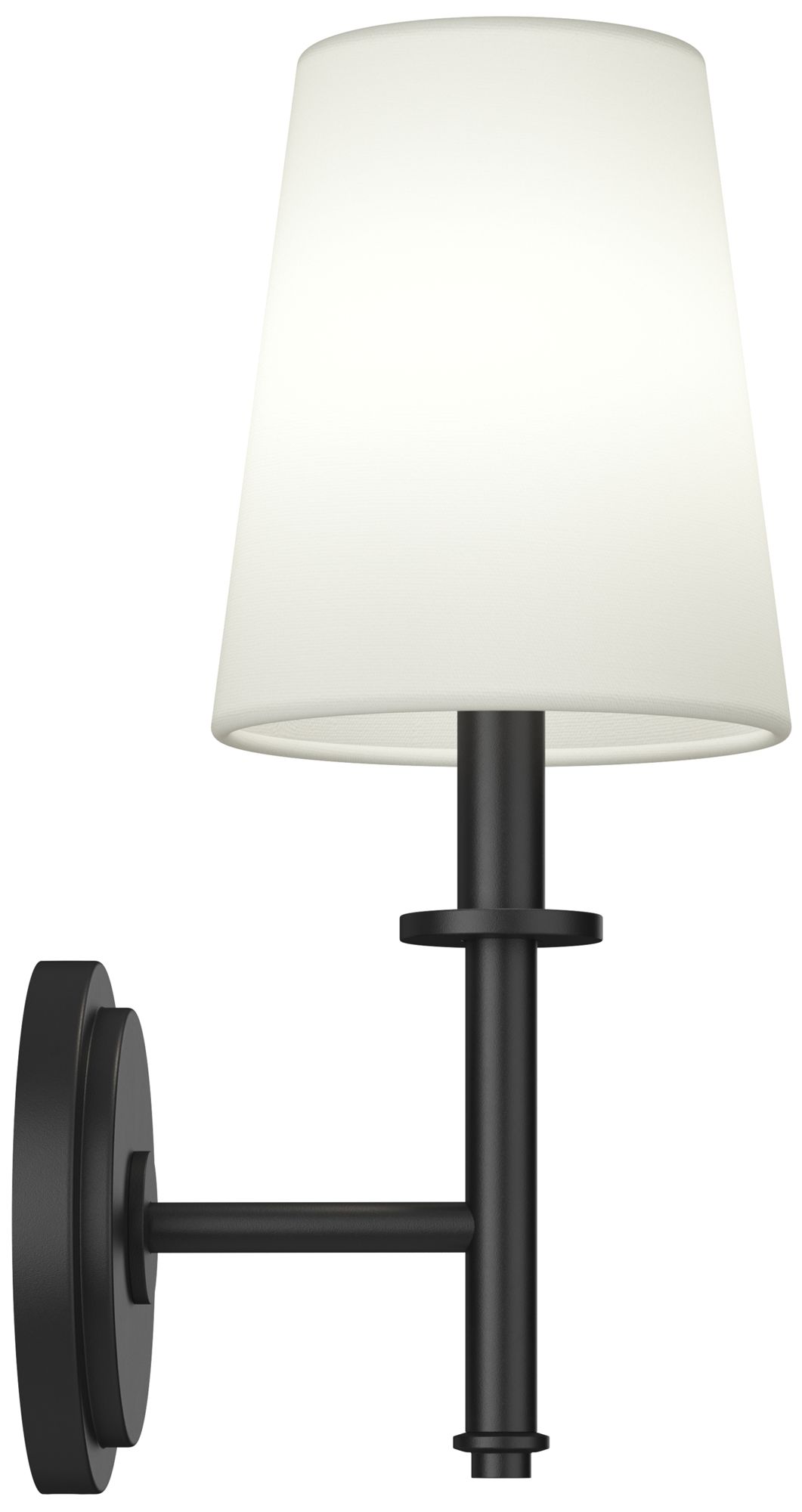 Image 6 Kichler Kleine 5.75" 1-Light Wall Sconce With White Linen Shade in Black more views