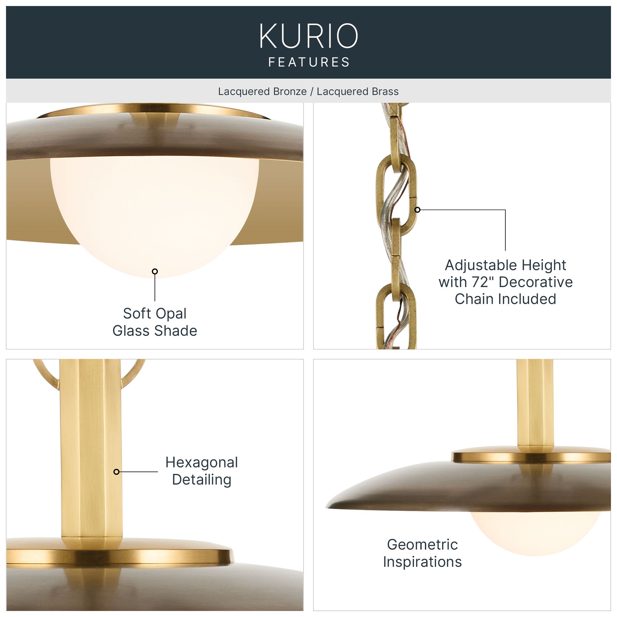 Image 3 Kichler Kurio 16" 1-Light Pendant Etched Opal Glass in Lacquered Bronze more views