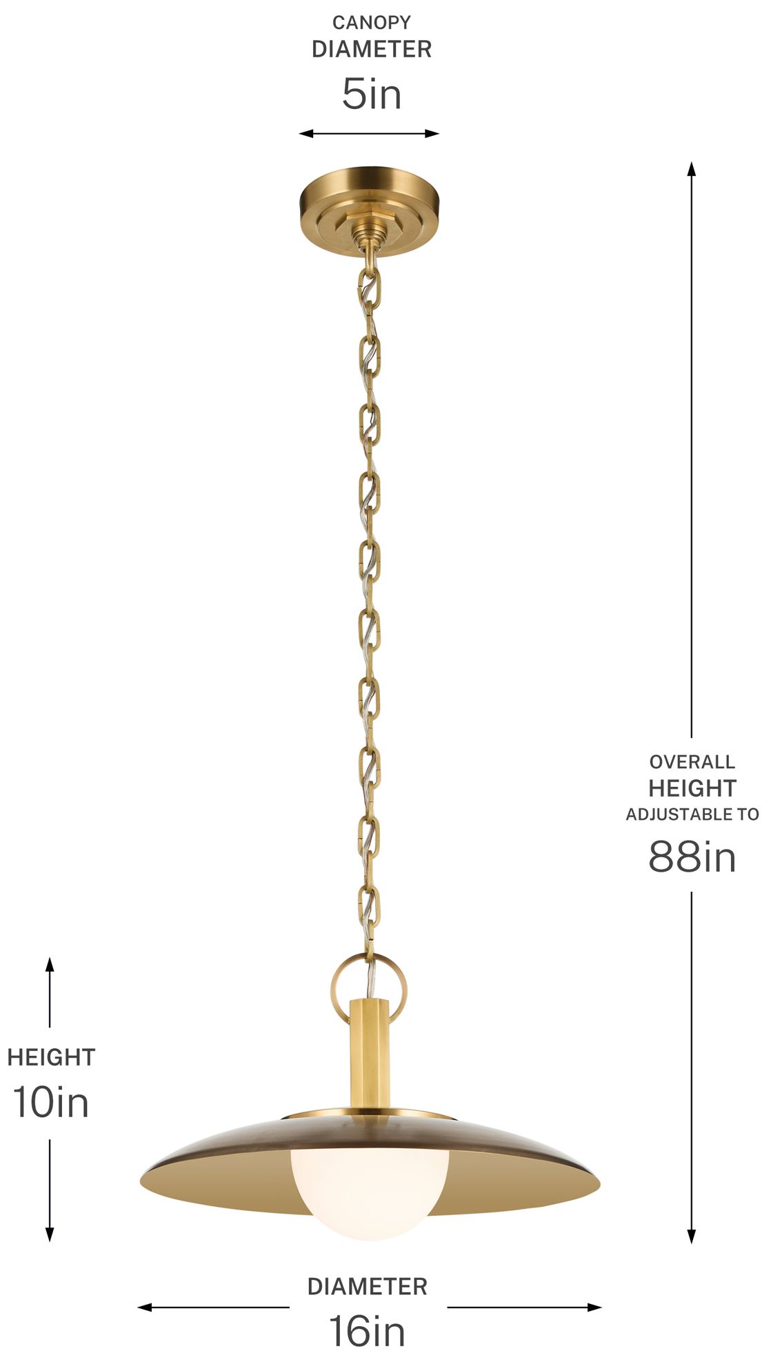 Kichler Kurio 16" 1-Light Pendant Etched Opal Glass in Lacquered Bronze