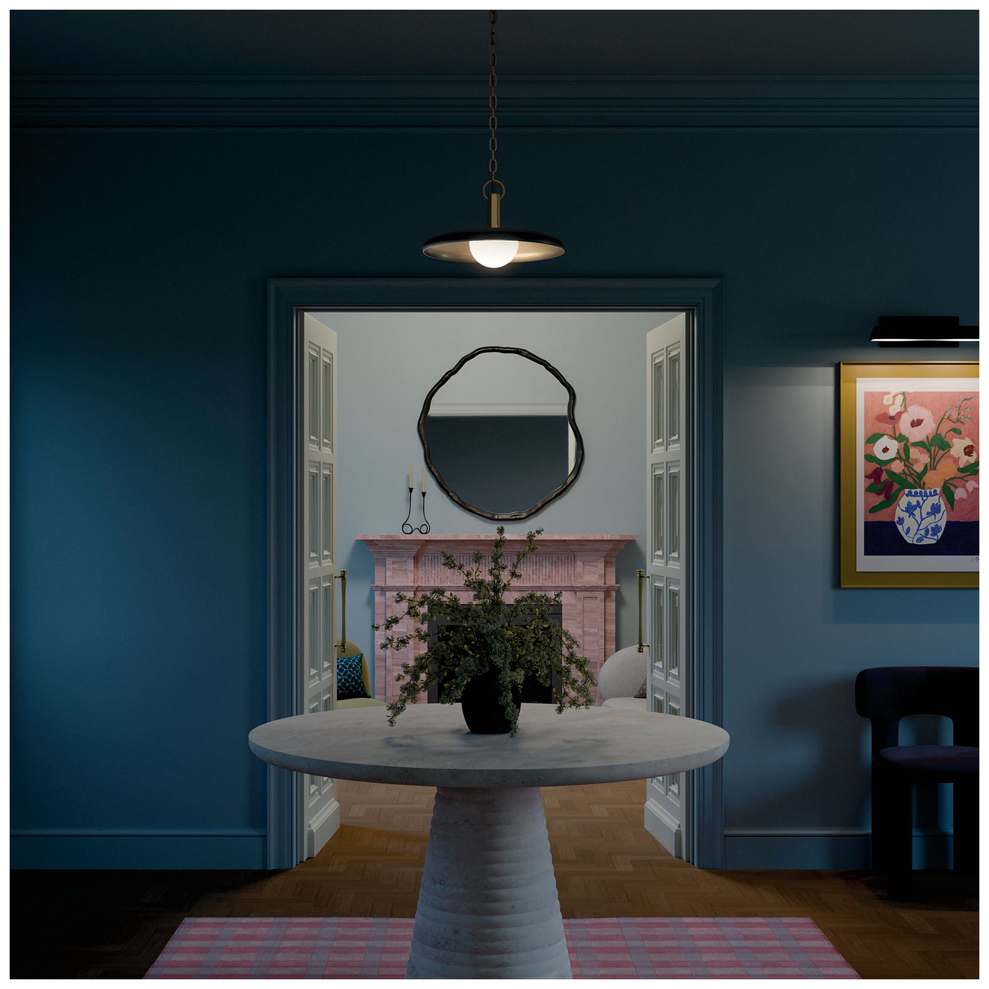 Kichler Kurio 16" 1-Light Pendant With Etched Opal Glass in Black