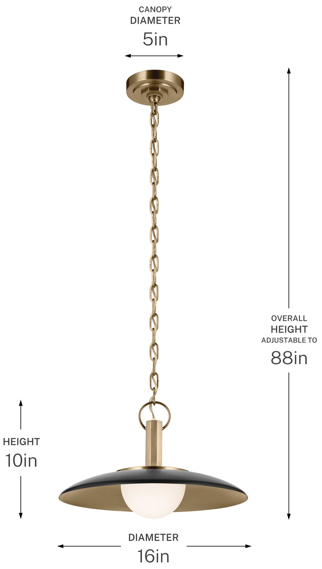 Kichler Kurio 16" 1-Light Pendant With Etched Opal Glass in Black