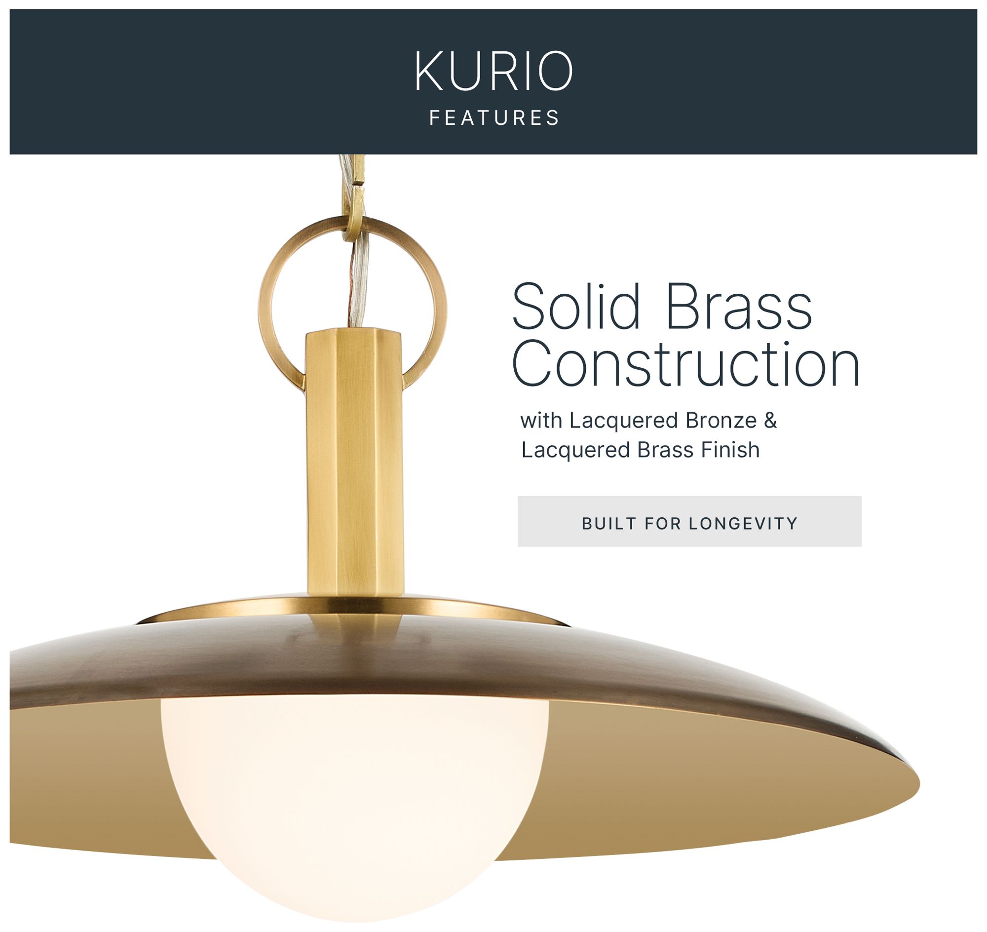 Image 4 Kichler Kurio 22" 1-Light Pendant Etched Opal Glass in Lacquered Bronze more views