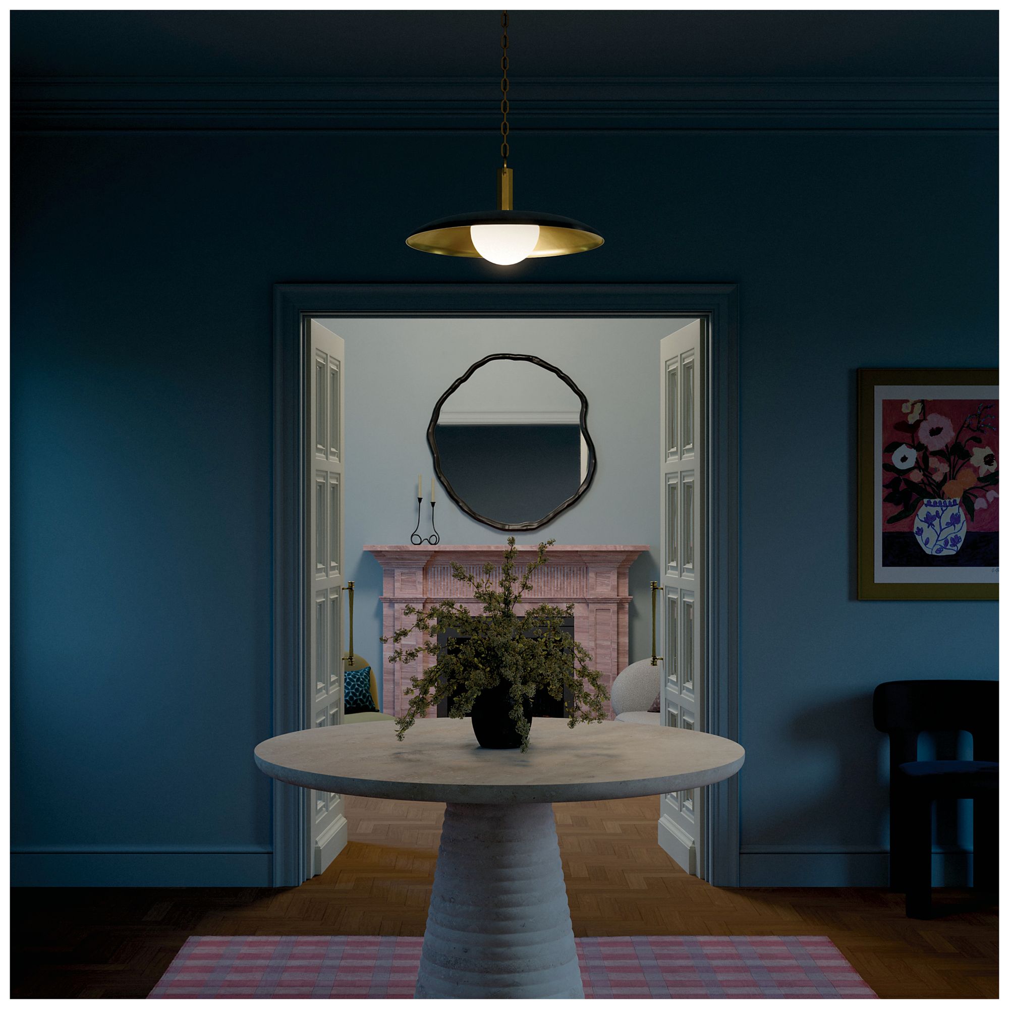 Kichler Kurio 22" 1-Light Pendant Etched Opal Glass in Lacquered Bronze