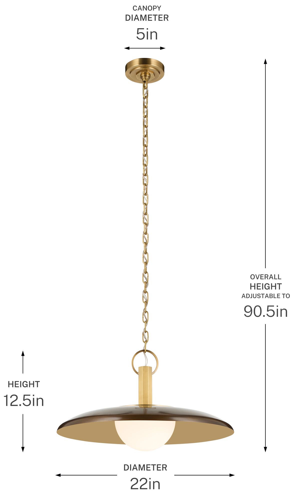 Kichler Kurio 22" 1-Light Pendant Etched Opal Glass in Lacquered Bronze