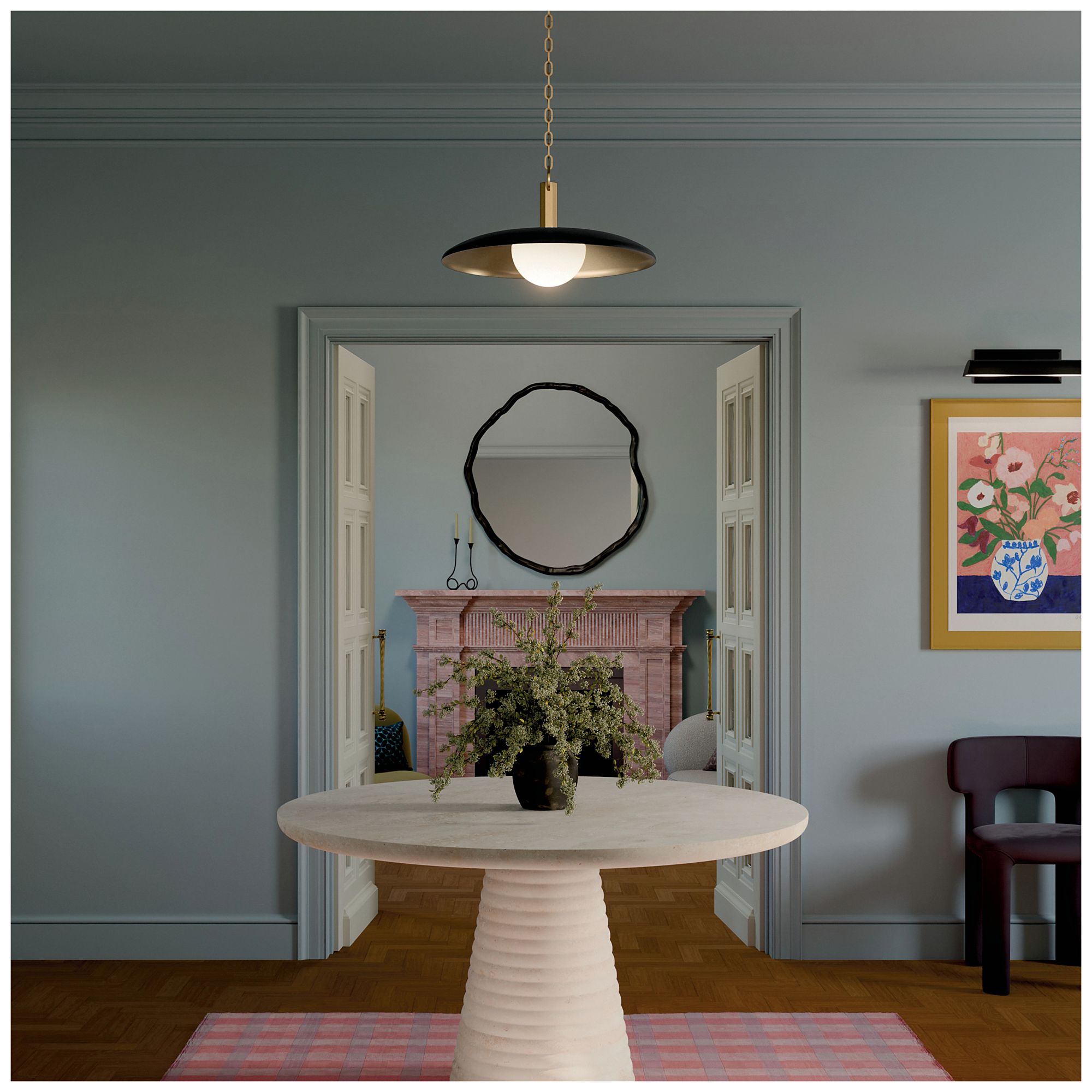 Image 7 Kichler Kurio 22" 1-Light Pendant With Etched Opal Glass in Black more views