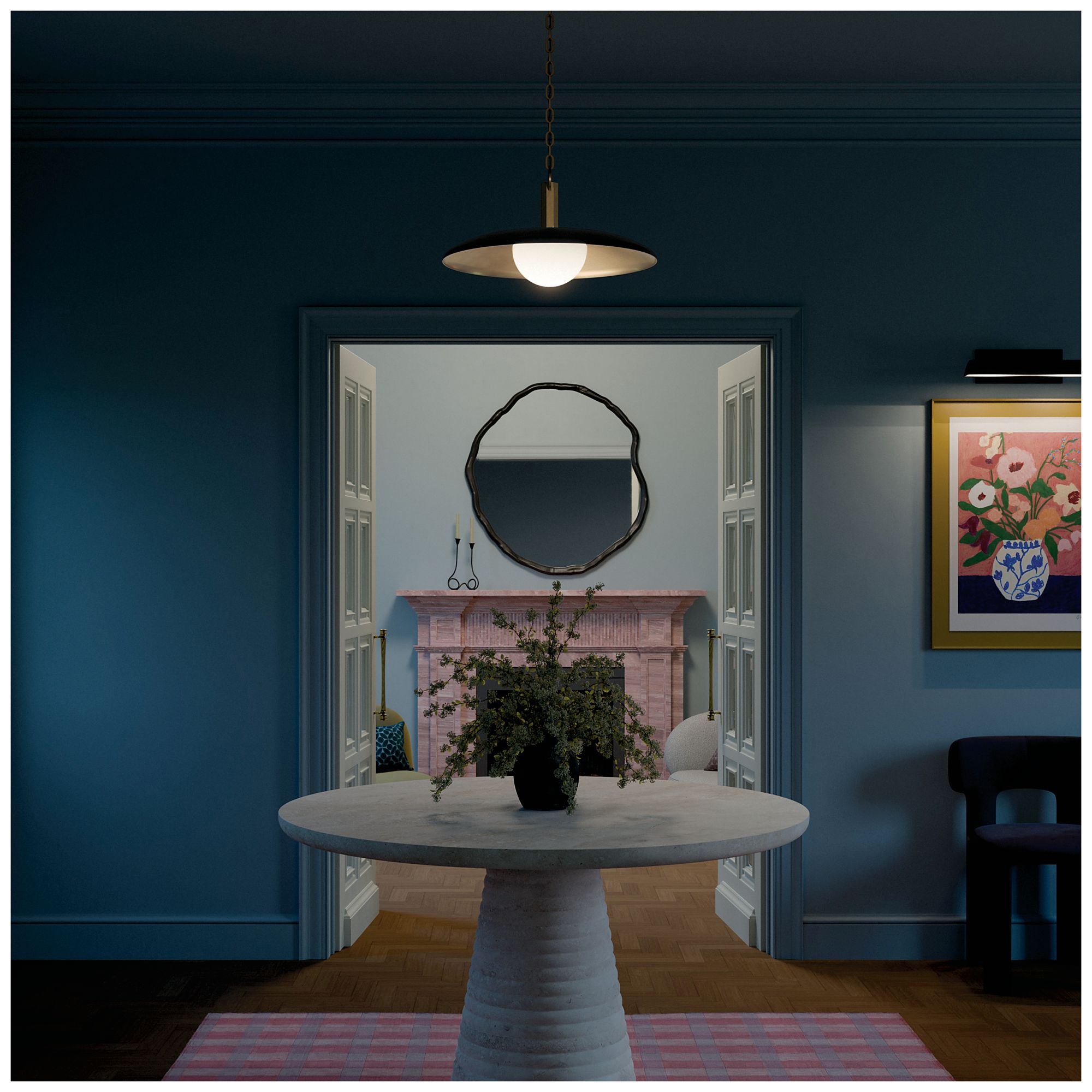Kichler Kurio 22" 1-Light Pendant With Etched Opal Glass in Black