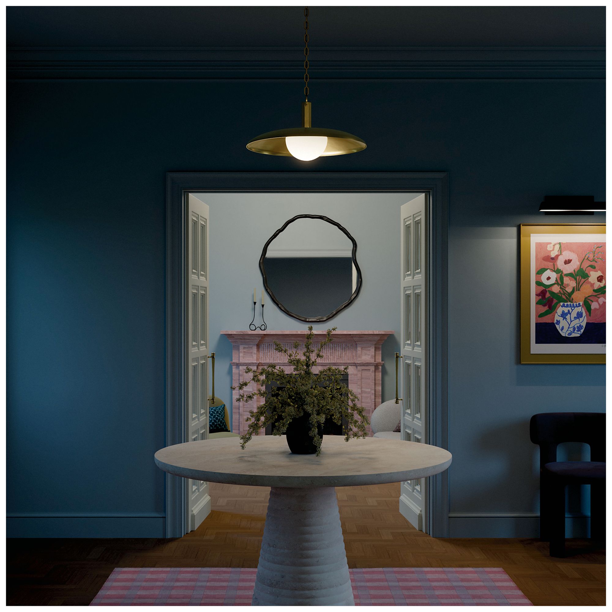Kichler Kurio 22" 1-Light Pendant With Etched Opal Glass in Lacquered Brass