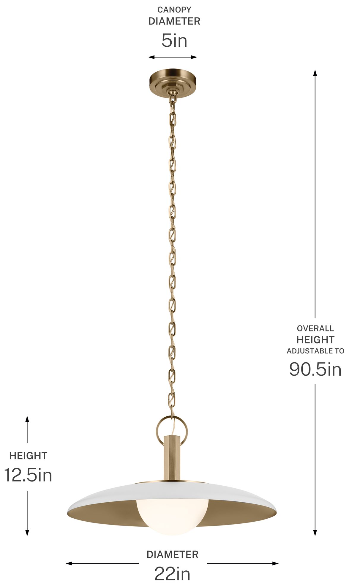 Kichler Kurio 22" 1-Light Pendant With Etched Opal Glass in White