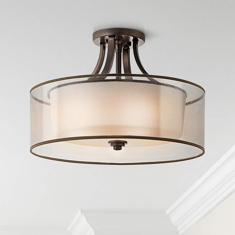 Image 1 Kichler Lacey 20" Wide Bronze Double Shade Drum Ceiling Light