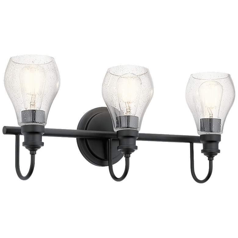 Image 1 Kichler Lacey 23.8" Wide 1-Light Black and Clear Glass Bath Light