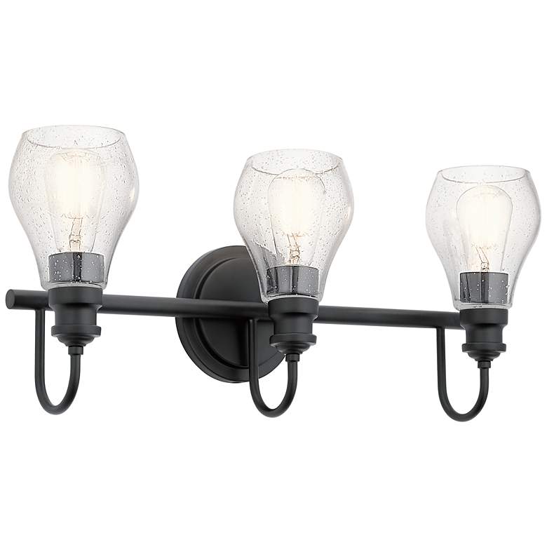 Image 1 Kichler Lacey 23.8" Wide 1-Light Black and Clear Glass Bath Light