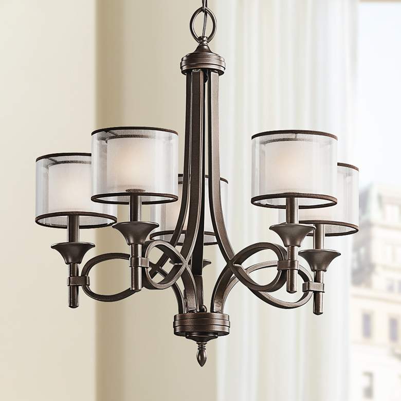 Image 2 Kichler Lacey 25" Wide 5-Light Scroll Frame Shade Chandelier