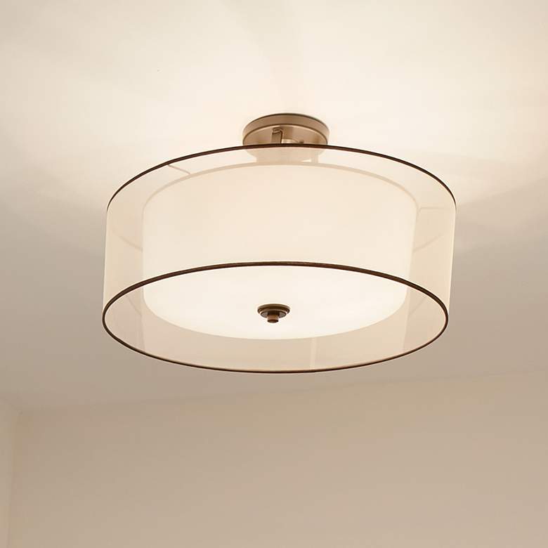 Image 1 Kichler Lacey 28" Wide Mission Bronze Drum Ceiling Light