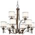 Kichler Lacey 34 1/2" 9-Light 2-Tier Pewter and White Shade Chandelier