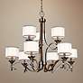Kichler Lacey 34 1/2" 9-Light 2-Tier Pewter and White Shade Chandelier