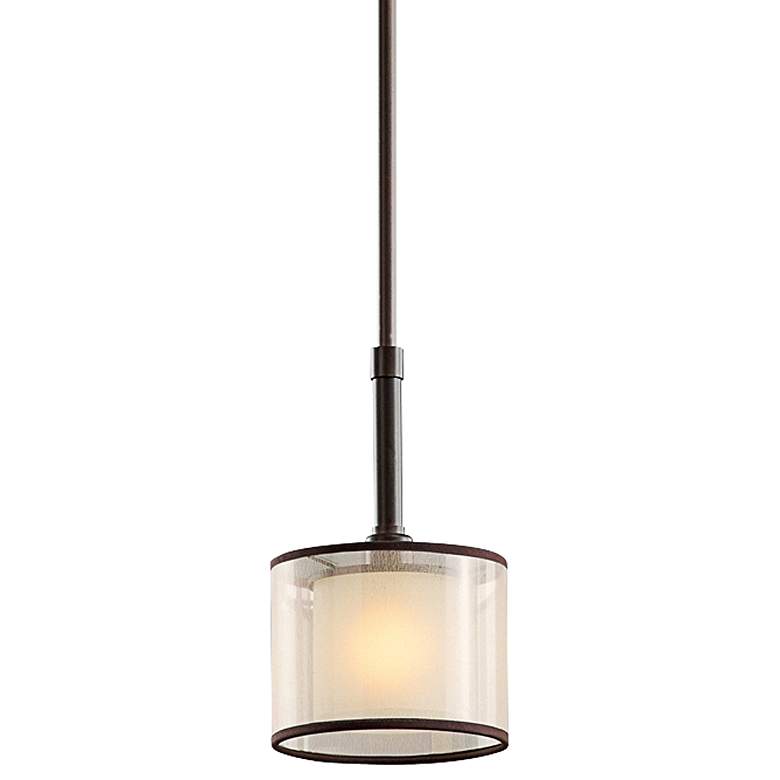 Image 2 Kichler Lacey 6 inch Wide Bronze and Opal Glass Mini Pendant Light