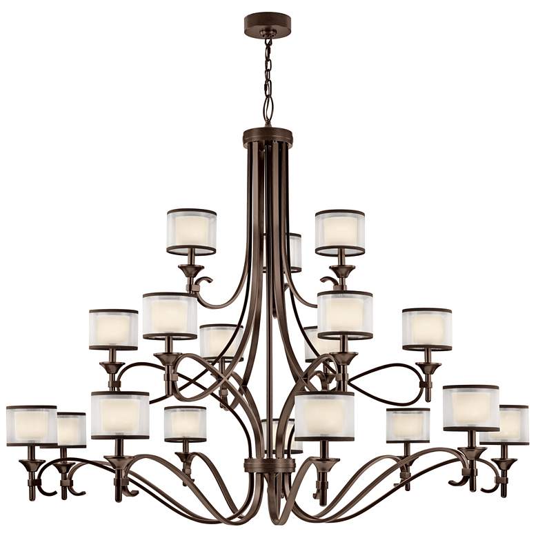 Image 1 Kichler Lacey 62" Wide 3-Tier Mission Bronze 18 Light Shade Chandelier