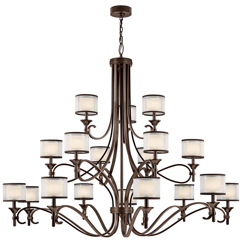 Image 1 Kichler Lacey 62 inch Wide 3-Tier Mission Bronze 18 Light Shade Chandelier