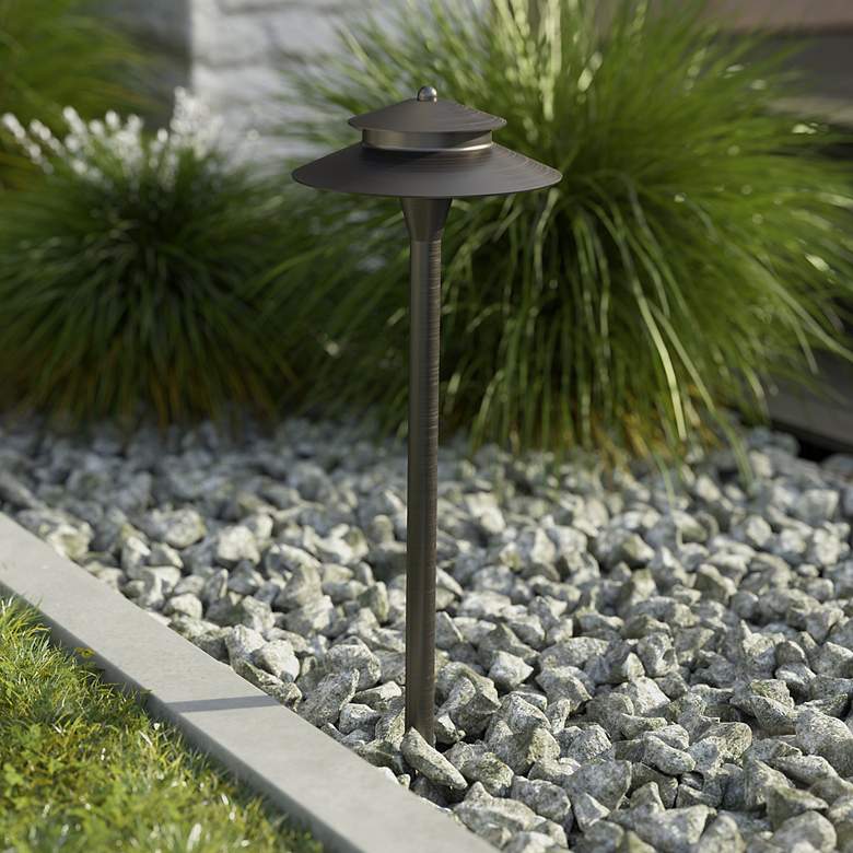 Image 1 Kichler Landscape 23 1/4"H Double-Shade Brass Path Light