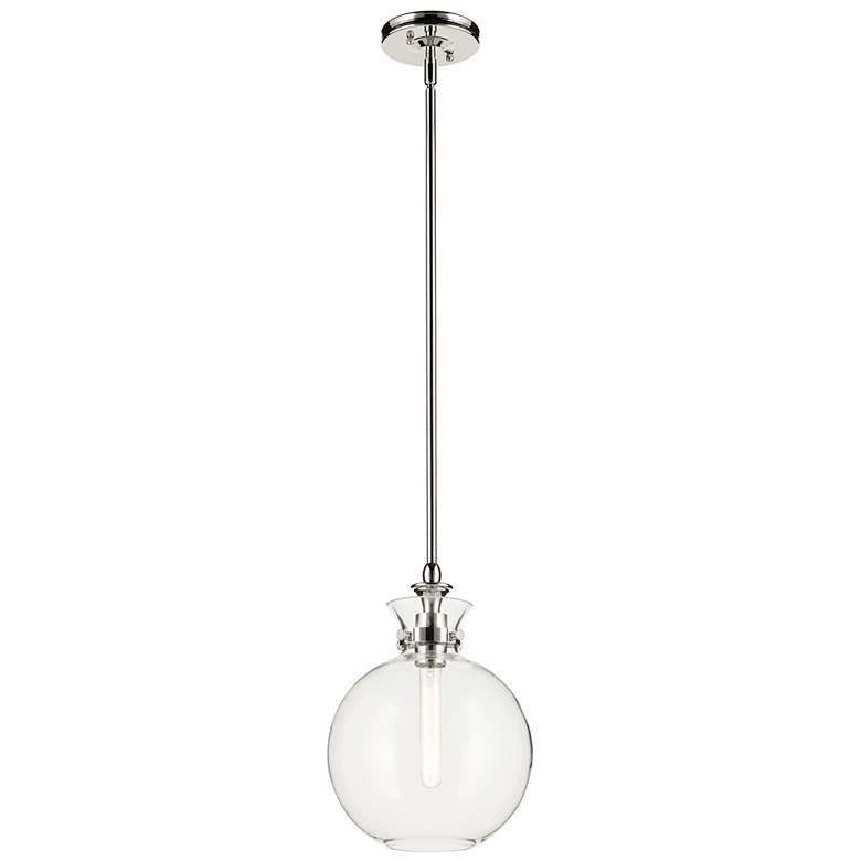 Image 1 Kichler Laria 10.25 Inch 1 Light Pendant Clear Glass in Polished Nickel