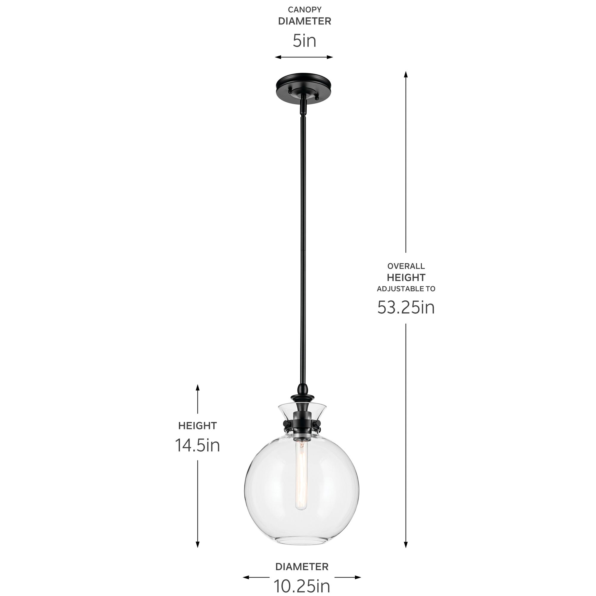 Kichler Laria 10.25 Inch 1 Light Pendant with Clear Glass in Black
