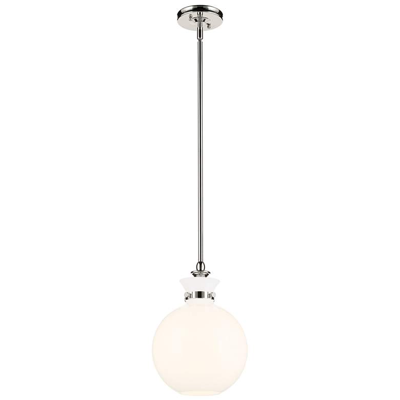 Image 1 Kichler Laria 10.25 Inch 1 Light Pendant with Opal Glass in Polished Nickel