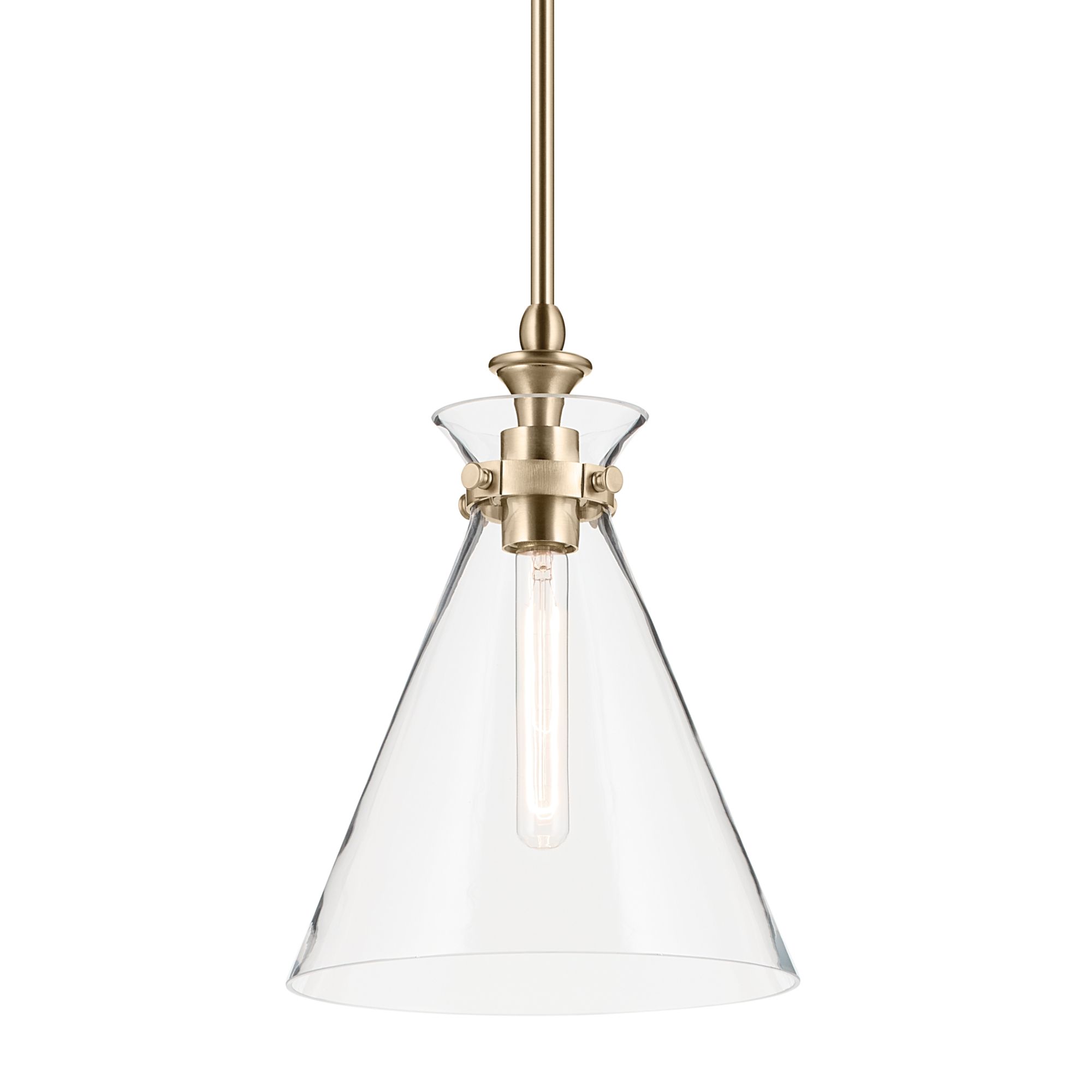 Kichler Laria 10.5 Inch 1 Light Pendant Clear Glass in Champagne Bronze