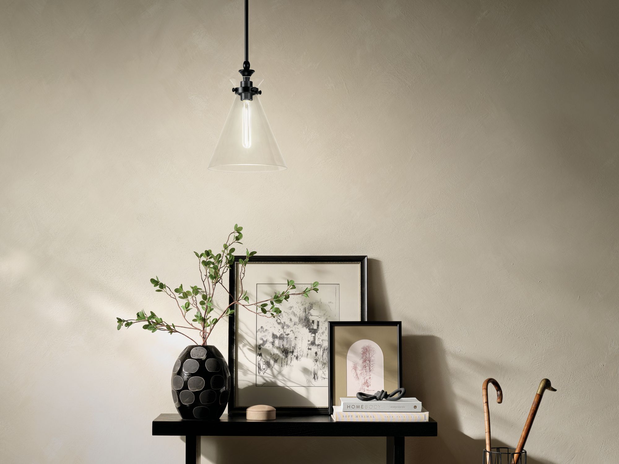 Image 4 Kichler Laria 10.5 Inch 1 Light Pendant with Clear Glass in Black more views