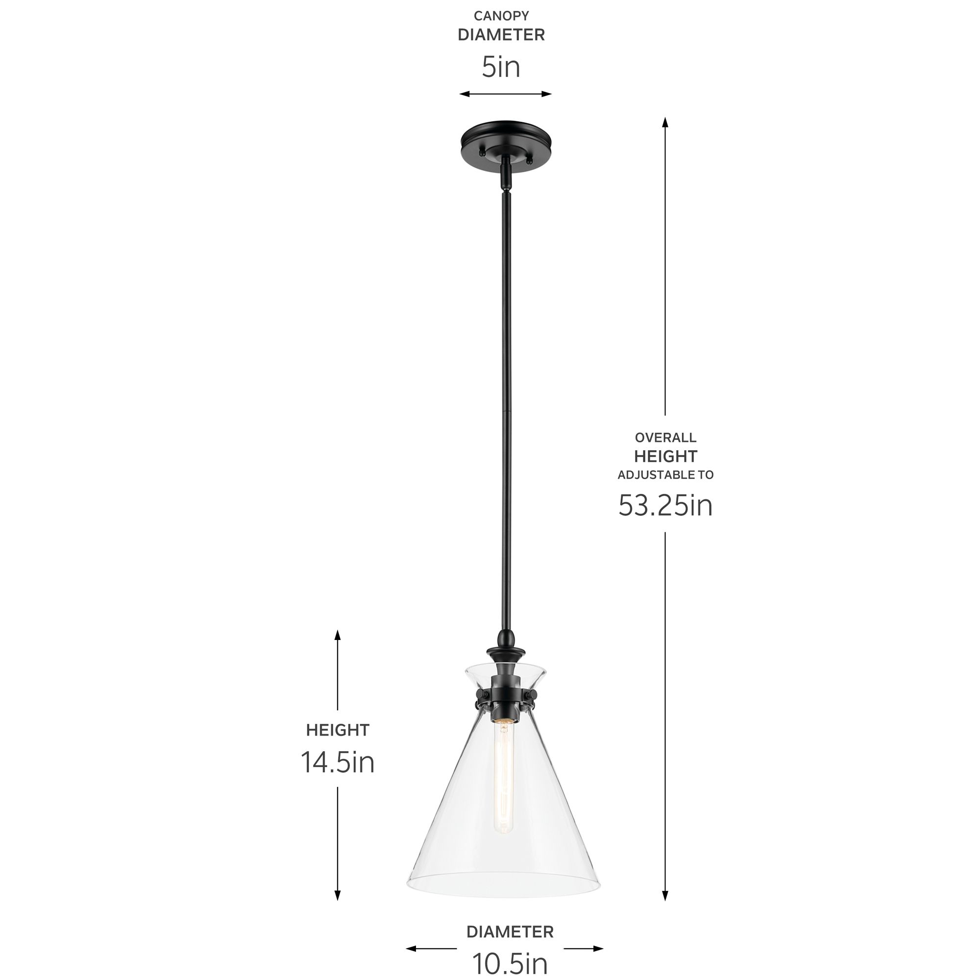 Kichler Laria 10.5 Inch 1 Light Pendant with Clear Glass in Black