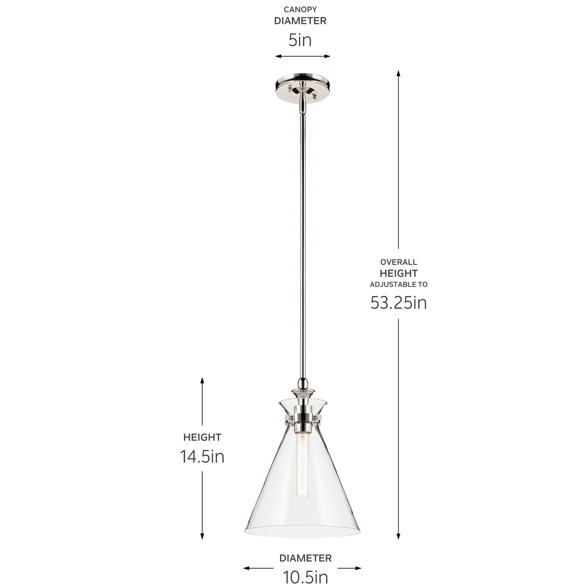 Kichler Laria 10.5 Inch 1 Light Pendant with Clear Glass in Polished Nickel