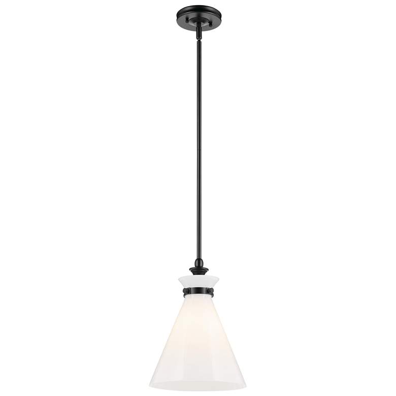 Image 1 Kichler Laria 10.5 Inch 1 Light Pendant with Opal Glass in Black